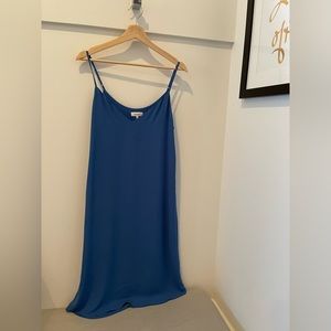 Aritzia Babaton blue check midi v neck slip dress in size S